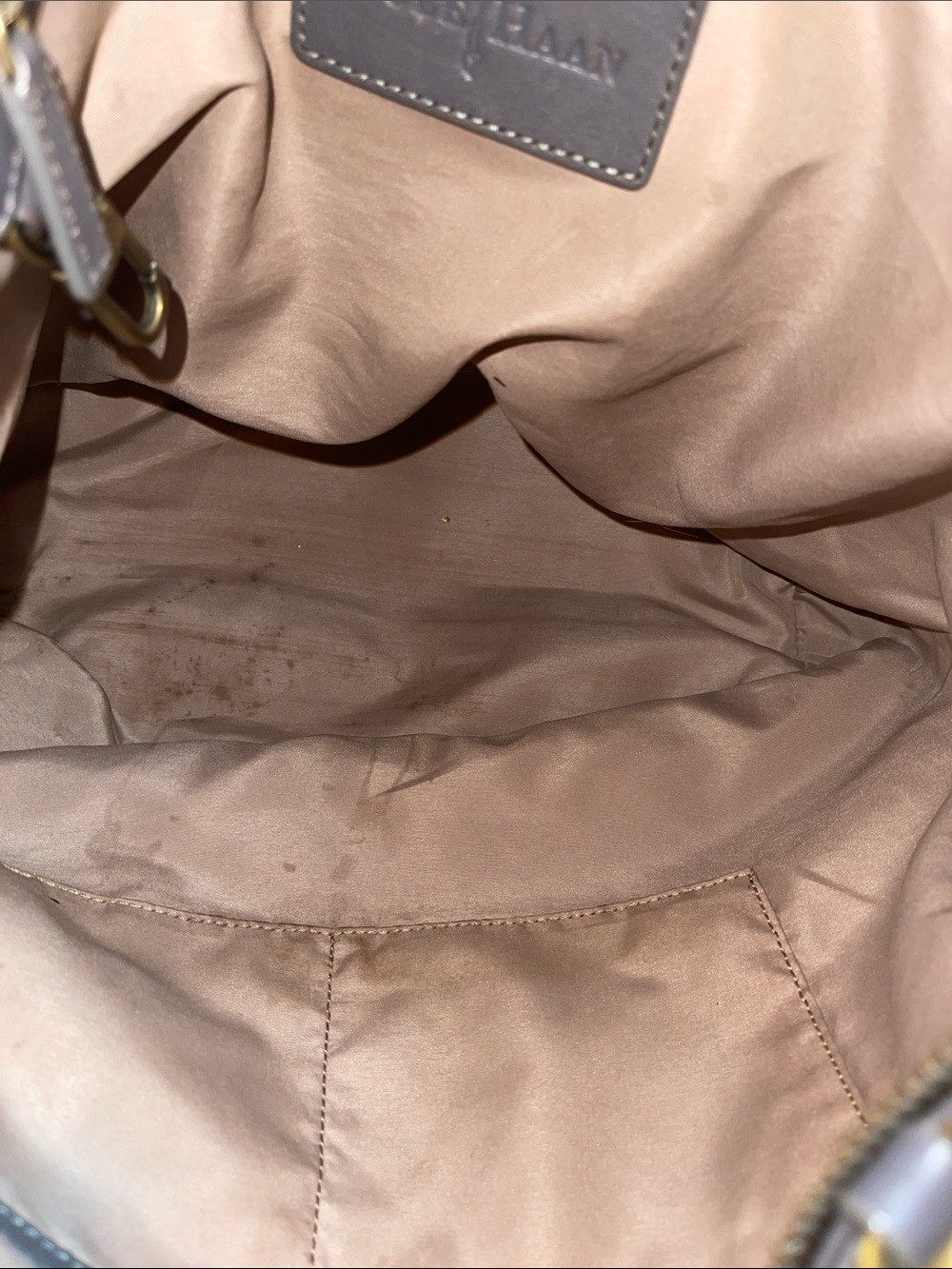Cole Haan Smoke Gray Pebbled Leather Hobo Bag - Picture 7 of 7